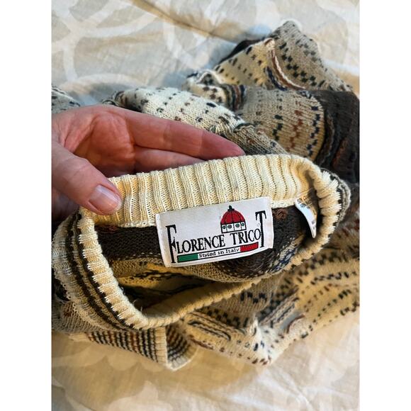 Florence tricot vintage 3d knit textured sweater men’s large - Picture 7 of 7